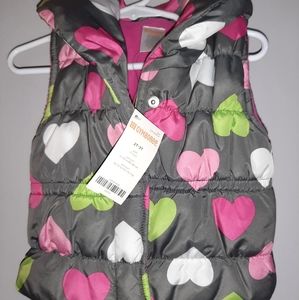 🆕️ Gymboree Loveable Giraffe 2T 3T Puffy Gray Heart Print Vest